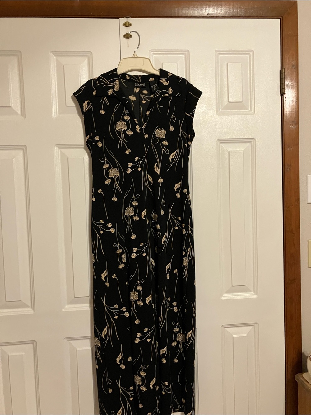 Black Floral Maxi  Dress with Cream Blooms